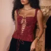 Parisa Merlot Floral Corset