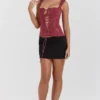 Parisa Merlot Floral Corset