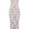 Pearl White Floral Embroidered Maxi Dress