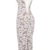 Pearl White Floral Embroidered Maxi Dress