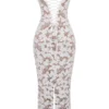 Pearl White Floral Embroidered Maxi Dress