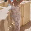 Pearl White Floral Embroidered Maxi Dress
