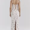 Pearl White Floral Embroidered Maxi Dress