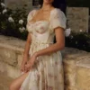 Penelope Ivory Vintage Rose Print Chiffon Midi Dress