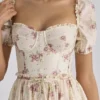 Penelope Ivory Vintage Rose Print Chiffon Midi Dress