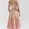 Penelope Peach Poppy Print Puff Sleeve Midi Sundress