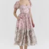 Penelope Pink Floral Chiffon Midi Dress