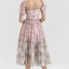 Penelope Pink Floral Chiffon Midi Dress