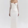 Perdi Vintage Ivory Satin Maxi Dress