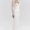 Perdi Vintage Ivory Satin Maxi Dress
