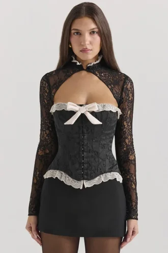 Perdita Black Metallic Jacquard Corset & Bolero