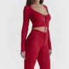 Perla Cherry Ribbed Knit Top
