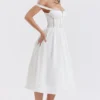 Perle White Lace Trim Midi Dress