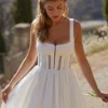 Perle White Lace Trim Midi Dress