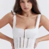 Perle White Lace Trim Midi Dress