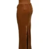 Persephone Coffee Velvet Strapless Corset Maxi Dress