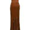 Persephone Coffee Velvet Strapless Corset Maxi Dress