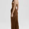 Persephone Coffee Velvet Strapless Corset Maxi Dress