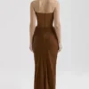 Persephone Coffee Velvet Strapless Corset Maxi Dress