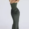 Persephone Emerald Green Crepe Strapless Corset Maxi Dress