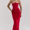 Persephone Scarlet Strapless Corset Maxi Dress