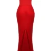 Persephone Scarlet Strapless Corset Maxi Dress