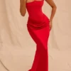 Persephone Scarlet Strapless Corset Maxi Dress