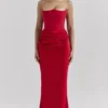 Persephone Scarlet Strapless Corset Maxi Dress