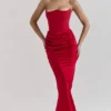 Persephone Scarlet Strapless Corset Maxi Dress