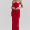 Persephone Scarlet Strapless Corset Maxi Dress