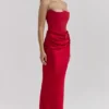 Persephone Scarlet Strapless Corset Maxi Dress