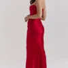 Persephone Scarlet Strapless Corset Maxi Dress