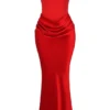 Persephone Scarlet Strapless Corset Maxi Dress