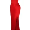 Persephone Scarlet Strapless Corset Maxi Dress