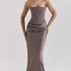Persephone Smoke Strapless Corset Maxi Dress