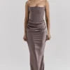 Persephone Smoke Strapless Corset Maxi Dress