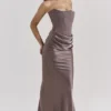 Persephone Smoke Strapless Corset Maxi Dress