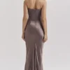 Persephone Smoke Strapless Corset Maxi Dress