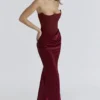 Persephone Wine Strapless Corset Maxi Dress