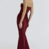 Persephone Wine Strapless Corset Maxi Dress
