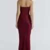 Persephone Wine Strapless Corset Maxi Dress