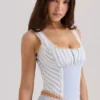 Petra Blue Striped Corset Top