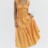 Phedra Tangerine Shirred Sundress