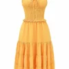 Phedra Tangerine Shirred Sundress