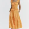 Phedra Tangerine Shirred Sundress