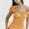 Phedra Tangerine Shirred Sundress