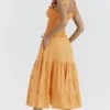 Phedra Tangerine Shirred Sundress