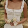 Phoebe White Cotton Broderie Anglaise Trim Midi Dress