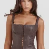 Pia Brown Vegan Leather Corset