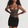 Pia Brown Vegan Leather Corset